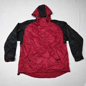 Vtg 90s Nike 1/2 Zip Windbreaker Jacket Mens Large L Long Sleeve Nylon Red Black